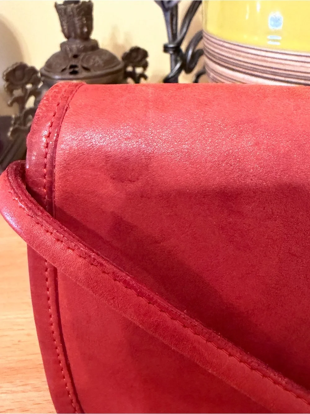 Vintage Coach Dinky 80s 90s Cherry Red Leather Crossbody Bag Purse Made In USA